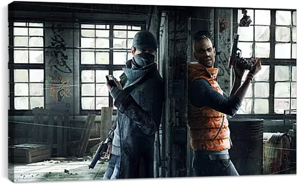 Постер на подрамнике - watch dogs, aiden pearce, weapons Постер на подрамнике - watch dogs, aiden pearce, weapons
