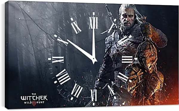 Часы картина - The Witcher 3 (Ведьмак), Геральт с трофеем Часы картина - The Witcher 3 (Ведьмак), Геральт с трофеем