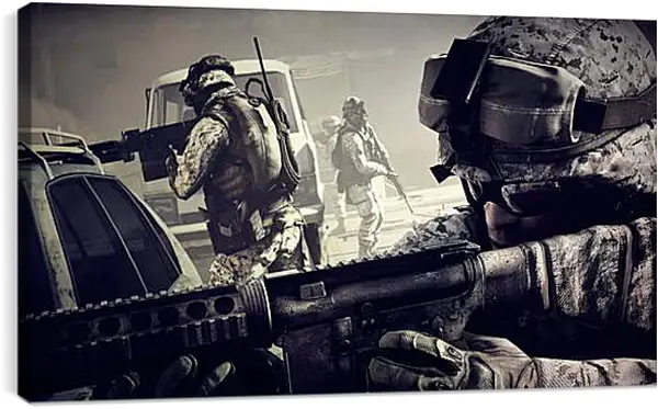 Постер на подрамнике - battlefield 3, soldiers, machine Постер на подрамнике - battlefield 3, soldiers, machine