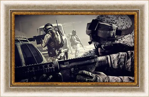 Картина в раме - battlefield 3, soldiers, machine Картина в раме - battlefield 3, soldiers, machine