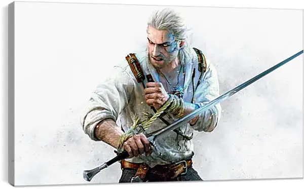 Постер на подрамнике - The Witcher 3 (Ведьмак), Геральт в стойке Постер на подрамнике - The Witcher 3 (Ведьмак), Геральт в стойке