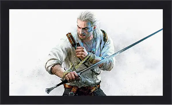 Картина в раме - The Witcher 3 (Ведьмак), Геральт в стойке Картина в раме - The Witcher 3 (Ведьмак), Геральт в стойке