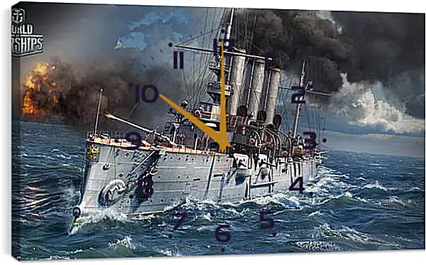 Часы картина - world of warships, ship, sea Часы картина - world of warships, ship, sea