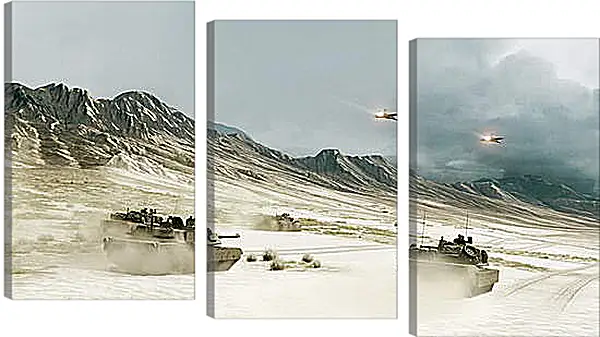 Модульная картина - battlefield, tanks, mountains Модульная картина - battlefield, tanks, mountains
