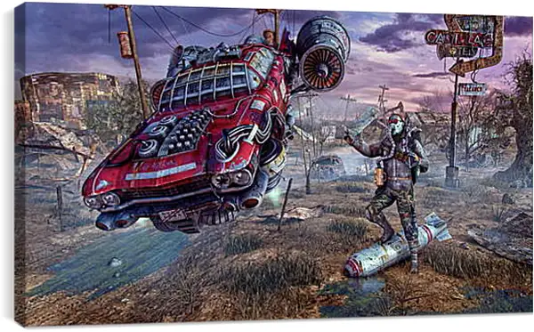 Постер на подрамнике - fallout, wasteland, cars Постер на подрамнике - fallout, wasteland, cars