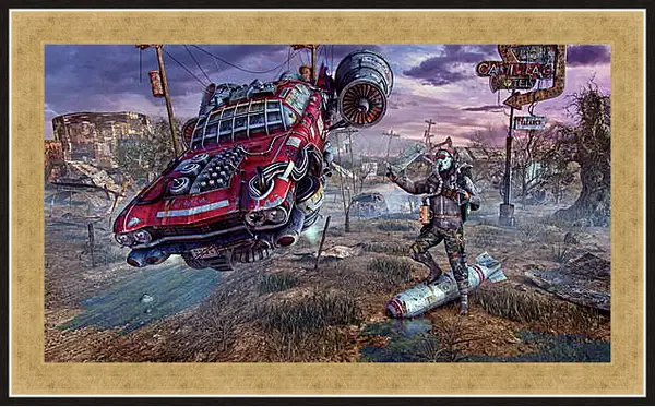 Картина в раме - fallout, wasteland, cars Картина в раме - fallout, wasteland, cars