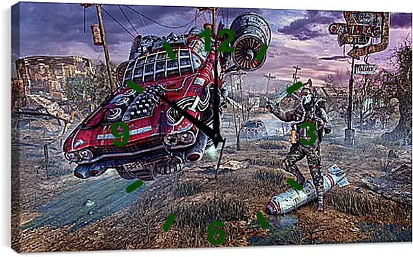 Часы картина - fallout, wasteland, cars Часы картина - fallout, wasteland, cars