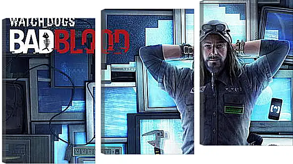 Модульная картина - watch dogs bad blood, monitors, man Модульная картина - watch dogs bad blood, monitors, man
