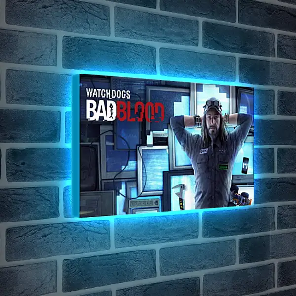 Лайтбокс световая панель - watch dogs bad blood, monitors, man Лайтбокс световая панель - watch dogs bad blood, monitors, man