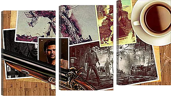 Модульная картина - uncharted, pistol, cup Модульная картина - uncharted, pistol, cup