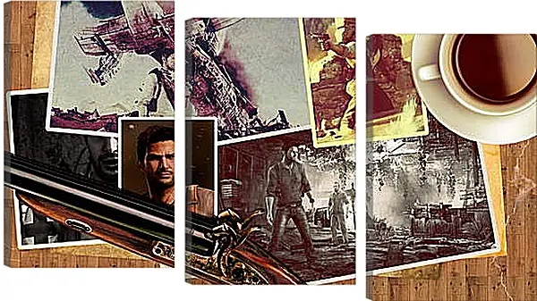 Модульная картина - uncharted, pistol, cup Модульная картина - uncharted, pistol, cup