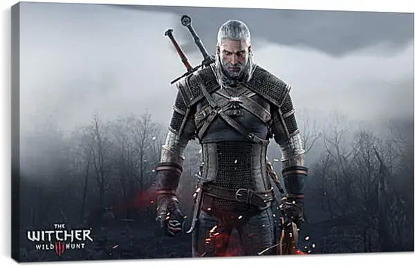 Постер на подрамнике - The Witcher 3: Wild Hunt (Ведьмак), Геральт очень зол Постер на подрамнике - The Witcher 3: Wild Hunt (Ведьмак), Геральт очень зол
