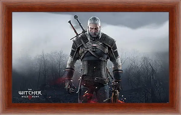 Картина в раме - The Witcher 3: Wild Hunt (Ведьмак), Геральт очень зол Картина в раме - The Witcher 3: Wild Hunt (Ведьмак), Геральт очень зол