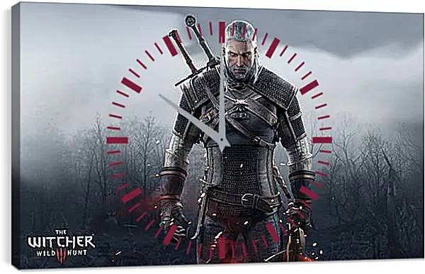 Часы картина - The Witcher 3: Wild Hunt (Ведьмак), Геральт очень зол Часы картина - The Witcher 3: Wild Hunt (Ведьмак), Геральт очень зол