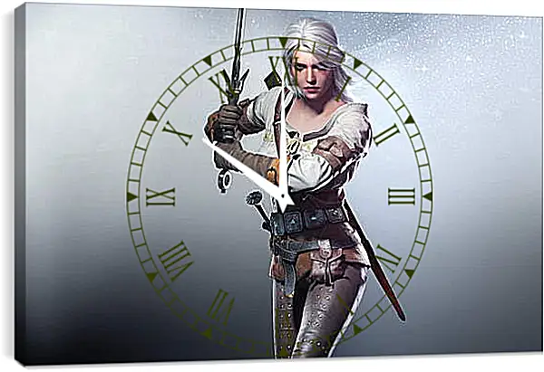 Часы картина - The Witcher 3: Wild Hunt (Ведьмак), Цири нападает Часы картина - The Witcher 3: Wild Hunt (Ведьмак), Цири нападает