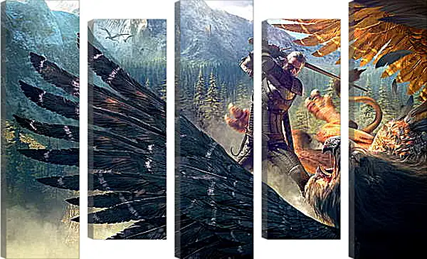 Модульная картина - The Witcher 3: Wild Hunt (Ведьмак), Геральт и грифон Модульная картина - The Witcher 3: Wild Hunt (Ведьмак), Геральт и грифон
