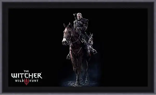 Картина в раме - The Witcher 3: Wild Hunt (Ведьмак), Геральт верхом на Плотве Картина в раме - The Witcher 3: Wild Hunt (Ведьмак), Геральт верхом на Плотве