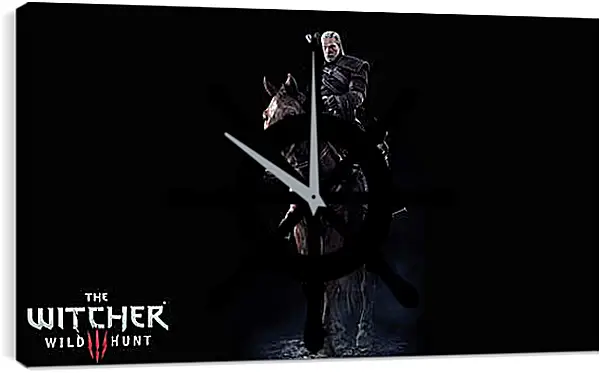 Часы картина - The Witcher 3: Wild Hunt (Ведьмак), Геральт верхом на Плотве Часы картина - The Witcher 3: Wild Hunt (Ведьмак), Геральт верхом на Плотве