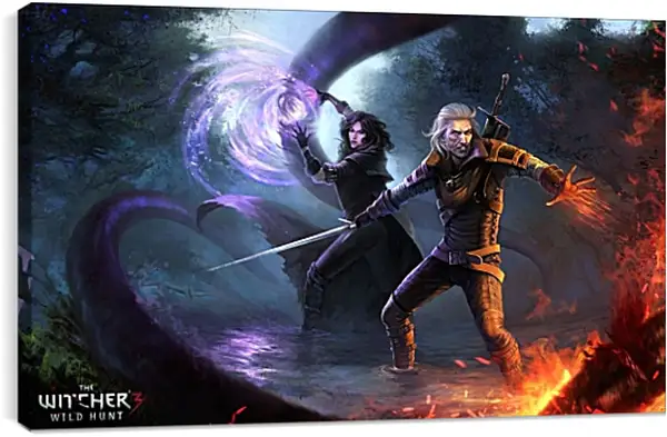 Постер на подрамнике - The Witcher 3 (Ведьмак), Геральт из Ривии и Йеннифер Постер на подрамнике - The Witcher 3 (Ведьмак), Геральт из Ривии и Йеннифер