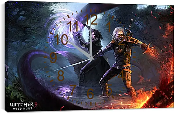 Часы картина - The Witcher 3 (Ведьмак), Геральт из Ривии и Йеннифер Часы картина - The Witcher 3 (Ведьмак), Геральт из Ривии и Йеннифер