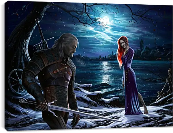 Постер на подрамнике - The Witcher (Ведьмак), Геральт и Трисс Постер на подрамнике - The Witcher (Ведьмак), Геральт и Трисс