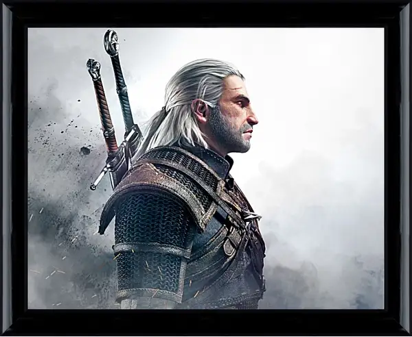 Картина в раме - The Witcher 3 (Ведьмак), Геральт перед боем Картина в раме - The Witcher 3 (Ведьмак), Геральт перед боем