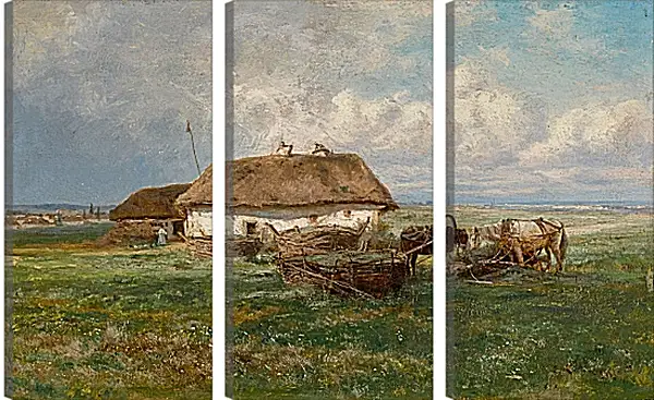 Модульная картина - Усадьба с лошадьми. Иосиф Евстафиевич Крачковский Модульная картина - Усадьба с лошадьми. Иосиф Евстафиевич Крачковский