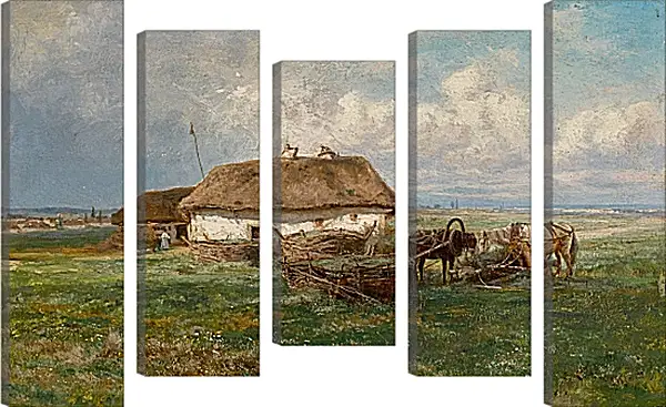 Модульная картина - Усадьба с лошадьми. Иосиф Евстафиевич Крачковский Модульная картина - Усадьба с лошадьми. Иосиф Евстафиевич Крачковский