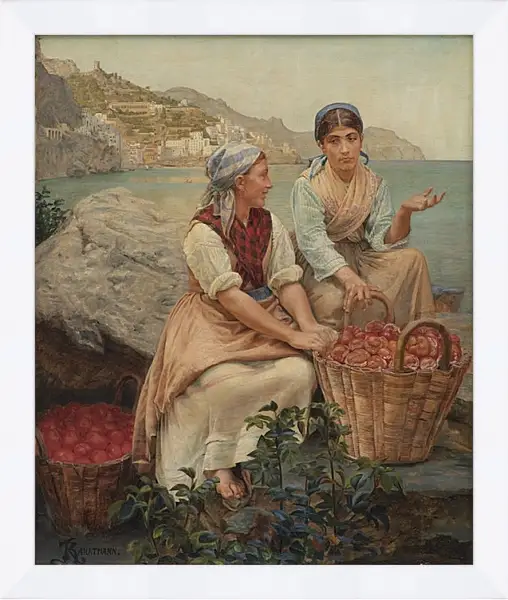 Картина в раме - Italienske piger med tomater i kurve. Педер Хенрик Кристиан Сартман Картина в раме - Italienske piger med tomater i kurve. Педер Хенрик Кристиан Сартман