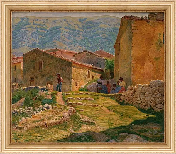 Картина в раме - Solskinsformiddag i Civita d'Antino. Педер Хенрик Кристиан Сартман Картина в раме - Solskinsformiddag i Civita d'Antino. Педер Хенрик Кристиан Сартман