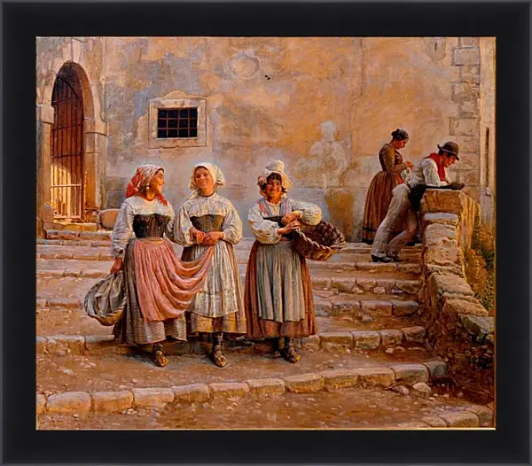 Картина в раме - Young women transporting lime. Civiitá d' Antino. Педер Хенрик Кристиан Сартман Картина в раме - Young women transporting lime. Civiitá d' Antino. Педер Хенрик Кристиан Сартман