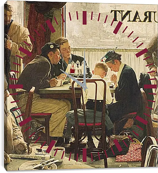 Часы картина - Застольная молитва. Норман Роквелл Часы картина - Застольная молитва. Норман Роквелл