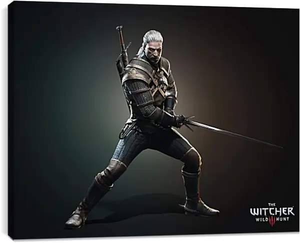 Постер на подрамнике - The Witcher 3 (Ведьмак), Геральт в боевой стойке Постер на подрамнике - The Witcher 3 (Ведьмак), Геральт в боевой стойке