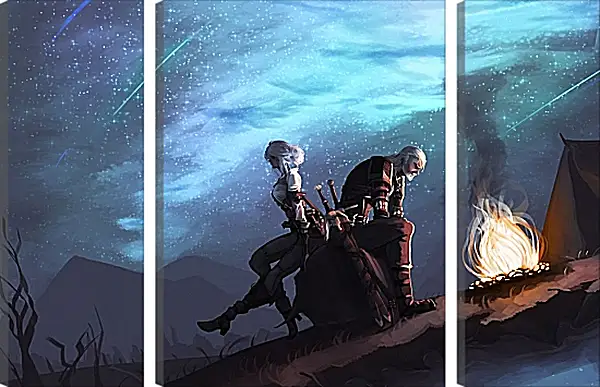 Модульная картина - The Witcher (Ведьмак), Цири и Геральт на привале Модульная картина - The Witcher (Ведьмак), Цири и Геральт на привале