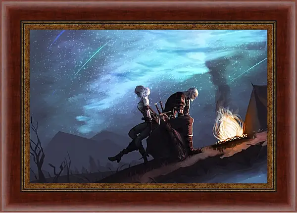 Картина в раме - The Witcher (Ведьмак), Цири и Геральт на привале Картина в раме - The Witcher (Ведьмак), Цири и Геральт на привале