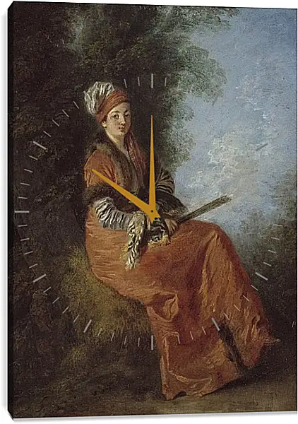 Часы картина - Мечтательница. Жан Антуан Ватто Часы картина - Мечтательница. Жан Антуан Ватто