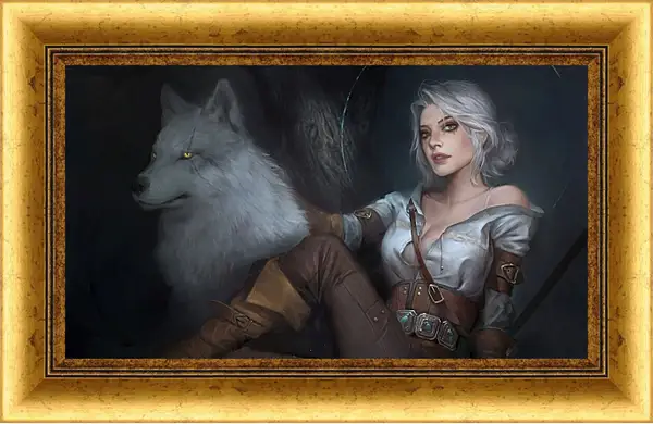 Картина в раме - The Witcher (Ведьмак), Цирилла с питомцем Картина в раме - The Witcher (Ведьмак), Цирилла с питомцем