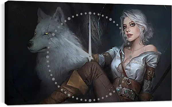 Часы картина - The Witcher (Ведьмак), Цирилла с питомцем Часы картина - The Witcher (Ведьмак), Цирилла с питомцем