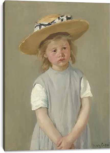 Постер на подрамнике - Child in a Straw Hat. Кэссетт (Кассатт) Мэри Стивенсон Постер на подрамнике - Child in a Straw Hat. Кэссетт (Кассатт) Мэри Стивенсон