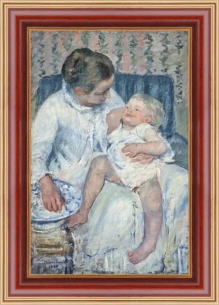 Картина в раме - Mother About to Wash Her Sleepy Child. Кэссетт (Кассатт) Мэри Стивенсон Картина в раме - Mother About to Wash Her Sleepy Child. Кэссетт (Кассатт) Мэри Стивенсон