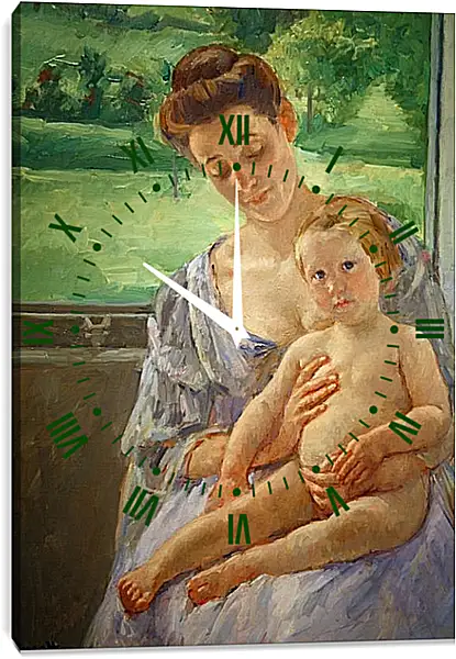 Часы картина - Mother and Child in the Conservatory. Кэссетт (Кассатт) Мэри Стивенсон Часы картина - Mother and Child in the Conservatory. Кэссетт (Кассатт) Мэри Стивенсон