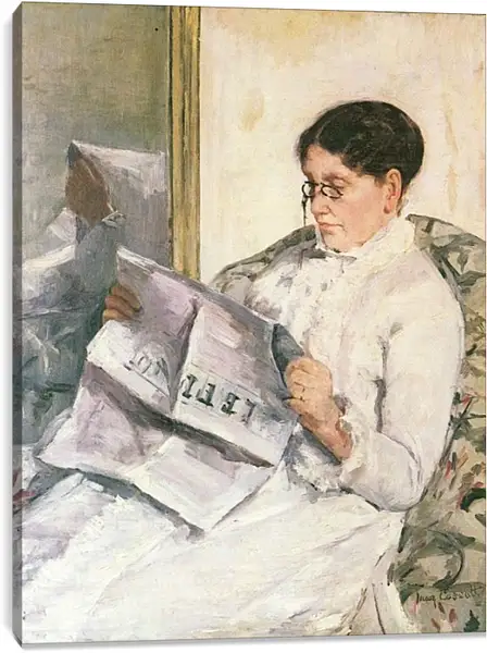Постер на подрамнике - Reading Le Figaro. Кэссетт (Кассатт) Мэри Стивенсон Постер на подрамнике - Reading Le Figaro. Кэссетт (Кассатт) Мэри Стивенсон