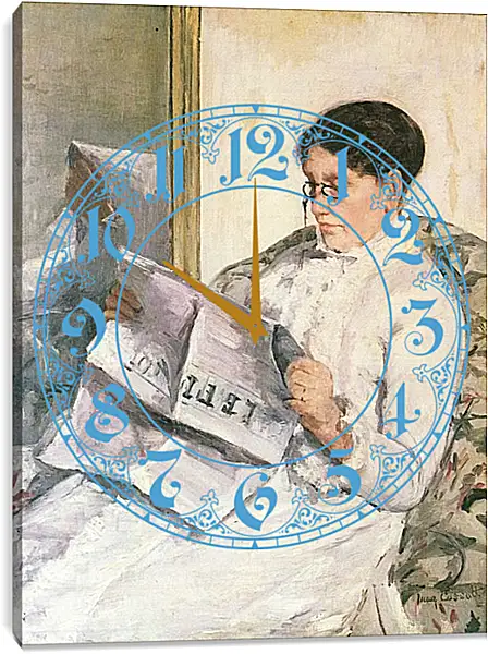 Часы картина - Reading Le Figaro. Кэссетт (Кассатт) Мэри Стивенсон Часы картина - Reading Le Figaro. Кэссетт (Кассатт) Мэри Стивенсон