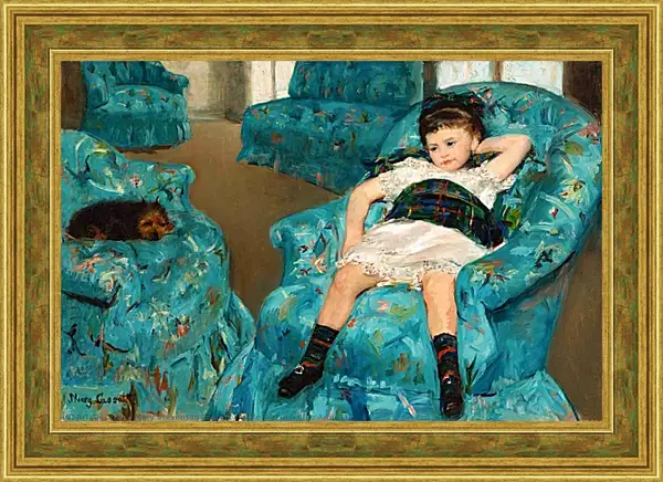 Картина в раме - Маленькая девочка в синем кресле. Кэссетт (Кассатт) Мэри Стивенсон Картина в раме - Маленькая девочка в синем кресле. Кэссетт (Кассатт) Мэри Стивенсон