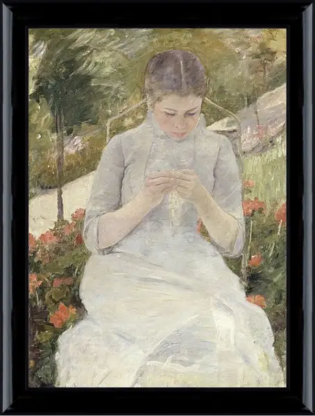 Картина в раме - Молодая женщина за шитьём в саду. Кэссетт (Кассатт) Мэри Стивенсон Картина в раме - Молодая женщина за шитьём в саду. Кэссетт (Кассатт) Мэри Стивенсон