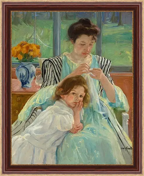 Картина в раме - Молодая мать за шитьём. Кэссетт (Кассатт) Мэри Стивенсон Картина в раме - Молодая мать за шитьём. Кэссетт (Кассатт) Мэри Стивенсон