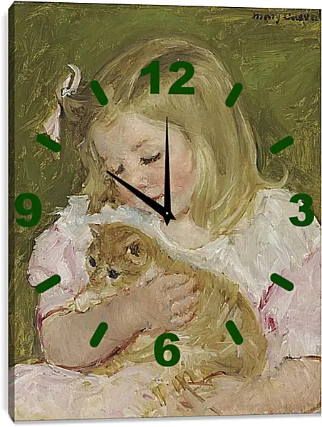Часы картина - Сара, держащая кота. Кэссетт (Кассатт) Мэри Стивенсон Часы картина - Сара, держащая кота. Кэссетт (Кассатт) Мэри Стивенсон
