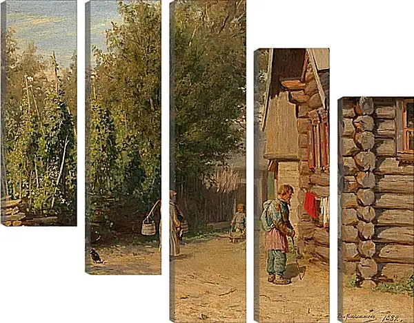 Модульная картина - В деревенском дворе. Максимов Василий Максимович Модульная картина - В деревенском дворе. Максимов Василий Максимович