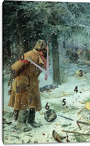 Часы картина - Лесной сторож. Максимов Василий Максимович Часы картина - Лесной сторож. Максимов Василий Максимович