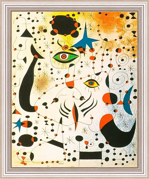 Картина в раме - Шифры и созвездия в любви с женщиной. Миро Жоан Картина в раме - Шифры и созвездия в любви с женщиной. Миро Жоан